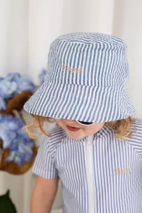 Boys Dark Blue Stripe Bucket Hat