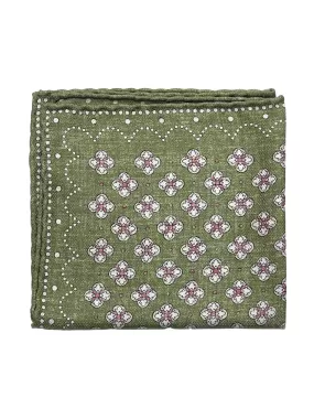 Chartreuse Green Medallion Printed Silk Pochette