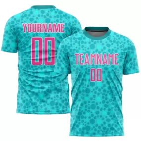 Custom Aqua Pink-White Sublimation Soccer Uniform Jersey