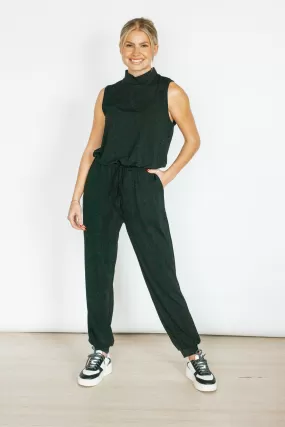 Doing Just Fine Black Mock Neck Jumpsuit