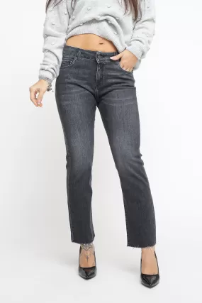 Faaby Mid Rise Flare Crop - Black Power Stretch Denim