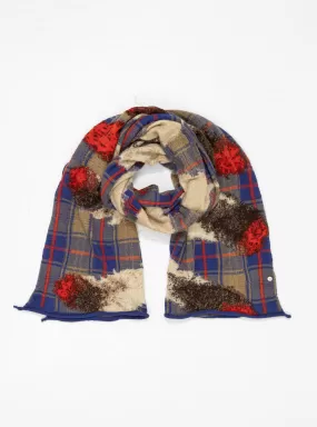 Fulling Wool Feather Scarf Blue Tartan