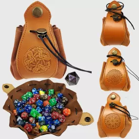 Handmade Leather Celtic Dice Bag & Tray