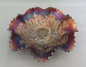 Northwood Carnival Glass "Good Luck" Dish