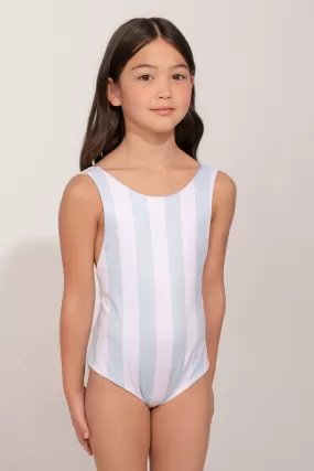 One Piece Swimmer Stripes Light Blue