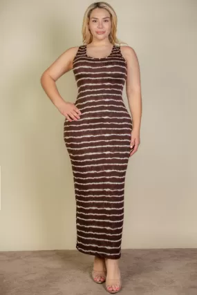 Plus Size Tie Dye Printed Tank Maxi Dress