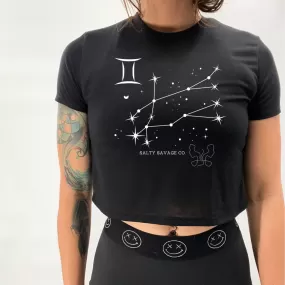 Salty Savage Ladies "Gemini" Flowy Crop Tee | Zodiac Collection