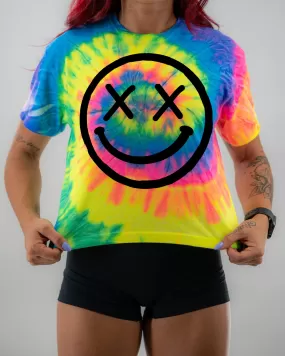 Salty Savage Ladies "OG Smile” Spiral Tie Dye Crop Tee