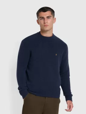 Spero Regular Fit Crew Neck Jumper In True Navy