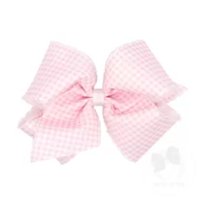 Wee Ones Bows - King - Light Pink Gingham with Moonstitch