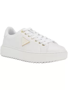 Womens Faux Leather Lace Up Casual And Fashion Sneakers